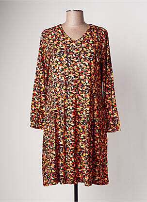 Robe mi-longue imprimé fantaisie manches longues noir AGATHE & LOUISE femme