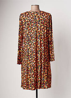 Robe mi-longue imprimé fantaisie manches longues noir AGATHE & LOUISE femme