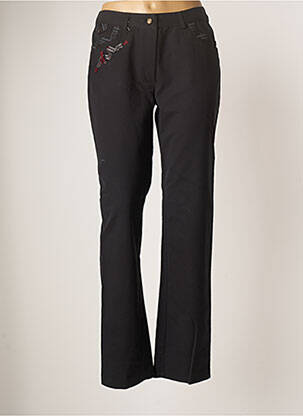 Pantalon droit tissage popeline taille normale noir JAC JAC femme