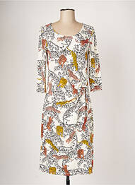 Robe mi-longue manches 3/4 manches 3/4 beige OUI femme