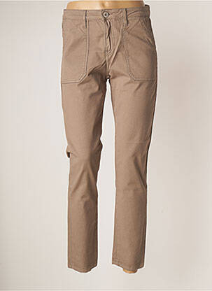 Pantalon slim tissage popeline taille normale marron DENIM STUDIO femme