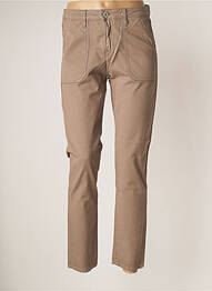 Pantalon slim tissage popeline taille normale marron DENIM STUDIO femme