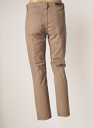 Pantalon slim tissage popeline taille normale marron DENIM STUDIO femme