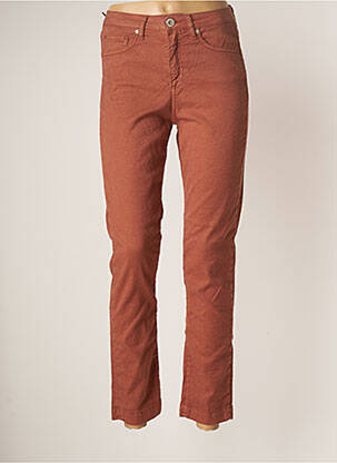 Pantalon slim tissage popeline taille normale marron DENIM STUDIO femme