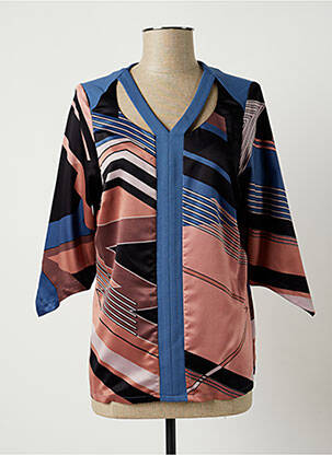 Top imprimé fantaisie manches 3/4 marron GREGORY PAT femme