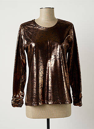 Top col rond manches longues marron GUY DUBOUIS femme