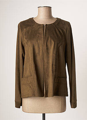 Veste casual col rond vert FRANCE RIVOIRE femme