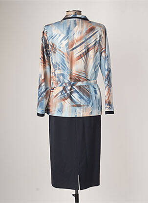 Robe mi-longue imprimé fantaisie manches longues bleu FRANCE RIVOIRE femme
