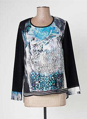 Top tissage crêpe manches longues bleu FRANCE RIVOIRE femme