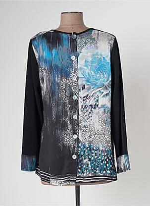 Top tissage crêpe manches longues bleu FRANCE RIVOIRE femme