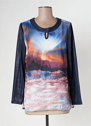 Top imprimé fantaisie manches longues bleu FRANCE RIVOIRE femme