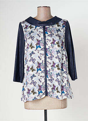 Blouse imprimé fantaisie manches 3/4 bleu MERI & ESCA femme