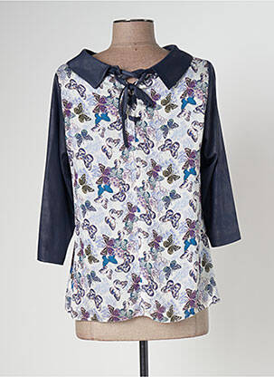 Blouse imprimé fantaisie manches 3/4 bleu MERI & ESCA femme