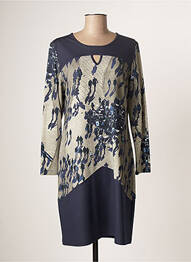Robe mi-longue imprimé fantaisie manches longues bleu GUY DUBOUIS femme