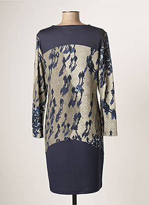 Robe mi-longue imprimé fantaisie manches longues bleu GUY DUBOUIS femme
