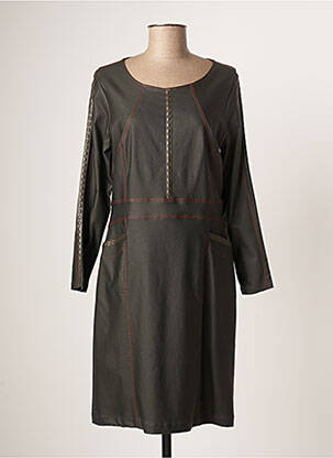 Robe mi-longue manches longues manches longues vert GREGORY PAT femme