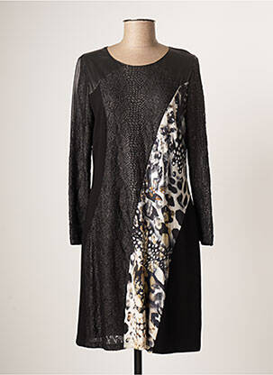 Robe mi-longue imprimé fantaisie manches longues noir MERI & ESCA femme