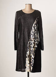 Robe mi-longue imprimé fantaisie manches longues noir MERI & ESCA femme