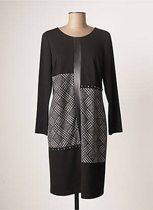 Robe mi-longue manches longues manches longues noir GUY DUBOUIS femme