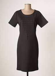 Robe mi-longue fermeture zippée au dos manches courtes noir GUY DUBOUIS femme