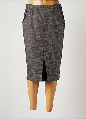 Jupe mi-longue coupe droite gris FRANCE RIVOIRE femme