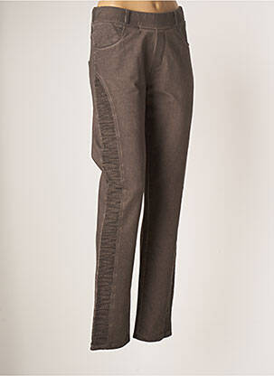 Pantalon slim taille élastique taille normale marron MERI & ESCA femme