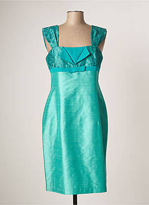 Robe mi-longue fermeture zippée au dos fines bretelles vert PAULE VASSEUR femme