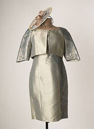 Ensemble robe bi-matiére vert PAULE VASSEUR femme