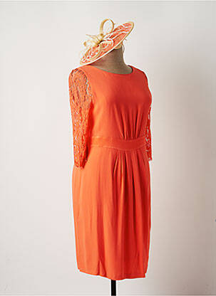 Robe mi-longue manches longues manches longues orange PAULE VASSEUR femme