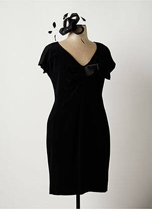 Robe mi-longue manches courtes manches courtes noir PAULE VASSEUR femme