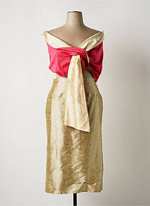 Jupe mi-longue taille normale jaune PAULE VASSEUR femme