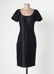 Robe mi-longue fermeture zippée au dos manches courtes noir PAULE VASSEUR femme