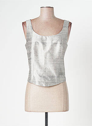 Top coupe cintrée sans manche gris PAULE VASSEUR femme