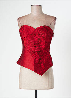 Top coupe cintrée sans manche rouge PAULE VASSEUR femme
