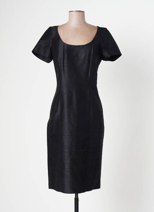 Robe mi-longue fermeture zippée au dos manches courtes noir PAULE VASSEUR femme