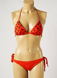 Maillot de bain 2 pièces stretch haut triangles orange GENIUS femme