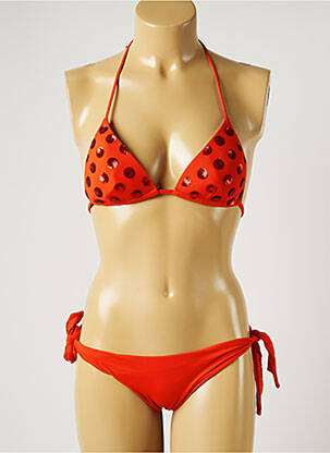 Maillot de bain 2 pièces stretch haut triangles orange GENIUS femme