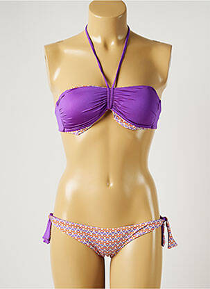 Maillot de bain 2 pièces stretch haut bandeau violet JUSTMINE femme