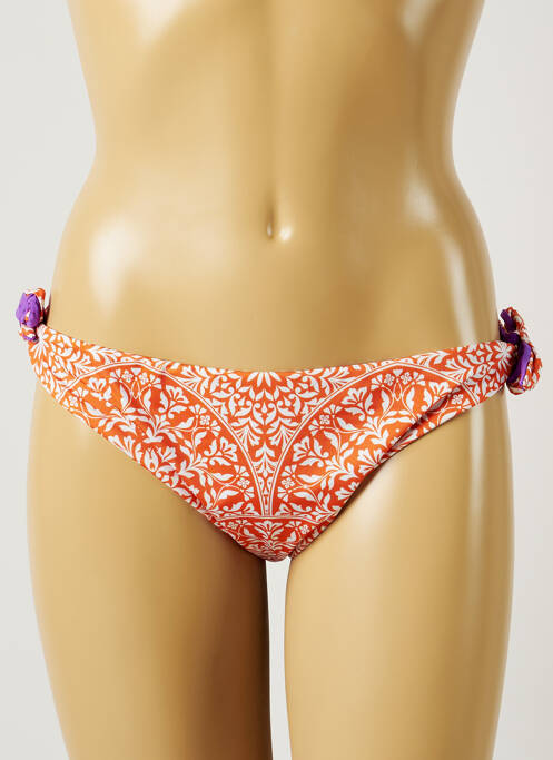 Bas de maillot de bain imprimé fantaisie bikini orange JUSTMINE femme
