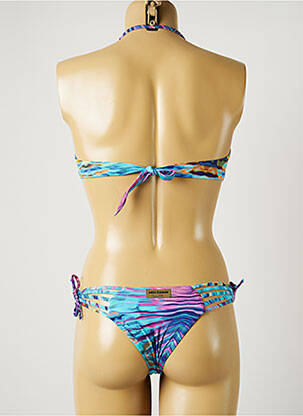 Maillot de bain 2 pièces stretch haut soutien-gorge moulé bleu MISS BIKINI femme