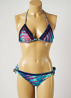 Maillot de bain 2 pièces stretch haut triangles violet MISS BIKINI femme