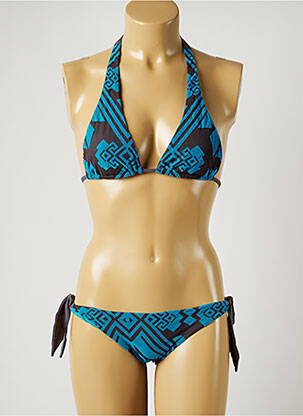 Maillot de bain 2 pièces stretch bleu MISS BIKINI femme