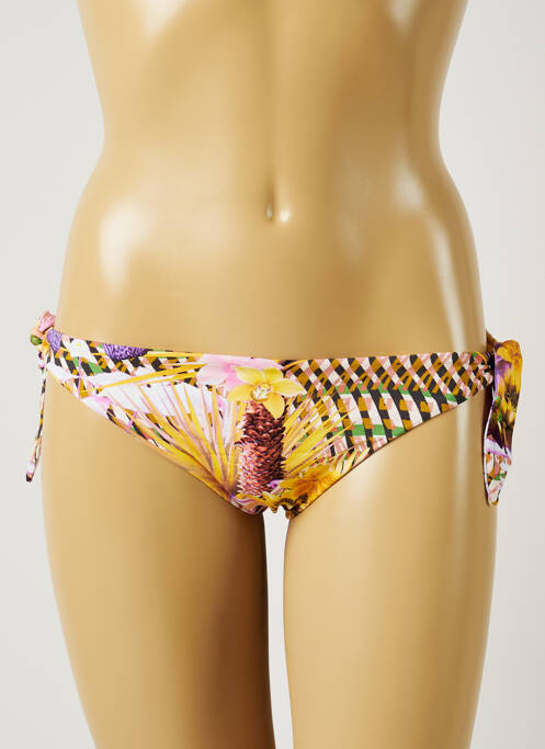 Bas de maillot de bain imprimé fleurs bikini jaune MISS BIKINI femme