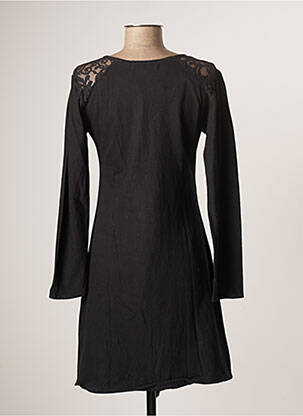 Robe mi-longue imprimé fantaisie manches longues noir BAMBOO'S femme