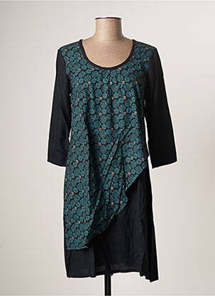 Robe mi-longue imprimé fantaisie manches longues bleu BAMBOO'S femme