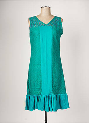 Robe mi-longue imprimé fantaisie sans manche vert BAMBOO'S femme