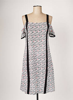 Robe mi-longue imprimé fantaisie fines bretelles noir BAMBOO'S femme