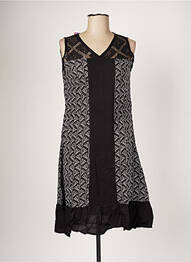 Robe mi-longue imprimé fantaisie sans manche noir BAMBOO'S femme