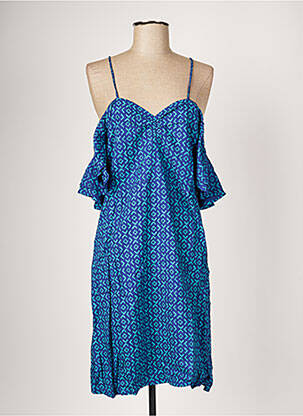 Robe mi-longue imprimé fantaisie fines bretelles bleu SINOE BY BAMBOO'S femme