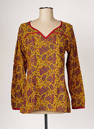 Top coupe cintrée manches longues jaune BAMBOO'S femme